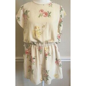Aritzia Wilfred Fluerette Cream Floral Romper, Size Large